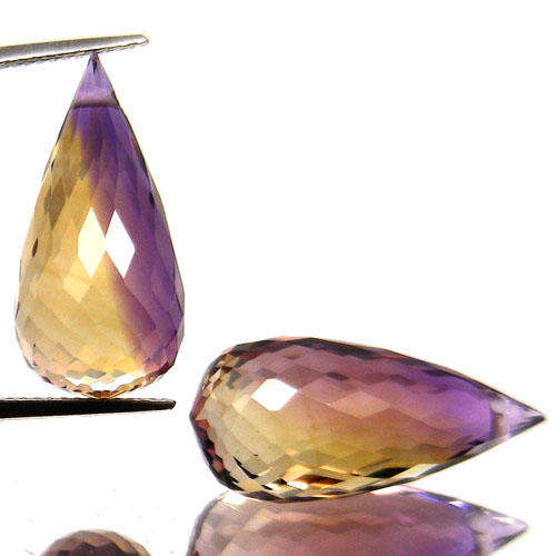 AMETRINE briolette facets (Bolivia) - 2 pieces available - sold individually