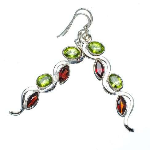 Sterling silver earrings - GARNET & PERIDOT - Dreams Collection