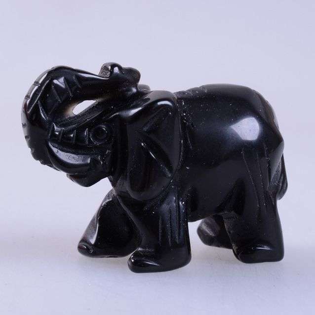 OBSIDIAN Elephant carving