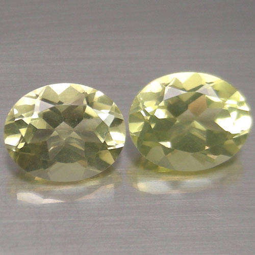 100% Natural LEMON QUARTZ oval facets (Africa) - sold as a PAIR!