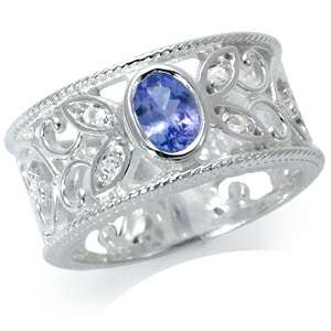 Sterling Silver ring - Natural TANZANITE and TOPAZ (size 6 / M)