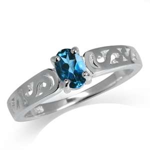 Sterling Silver ring - Natural LONDON BLUE TOPAZ (size 8 / Q)