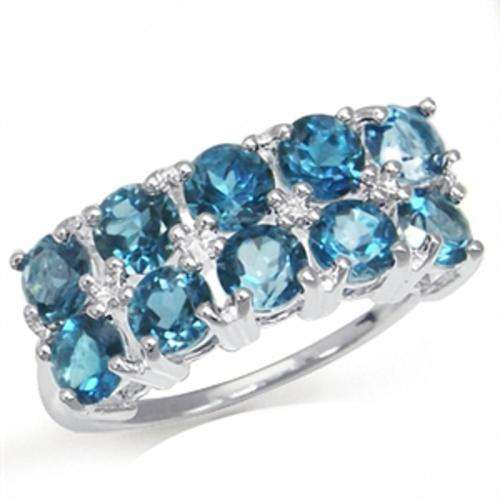 Sterling Silver ring - Natural LONDON BLUE TOPAZ (size 8 / Q)