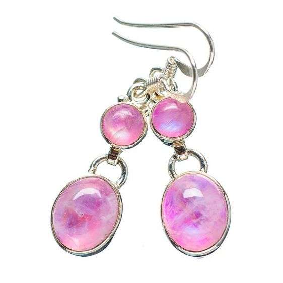 Sterling silver earrings - PINK RAINBOW MOONSTONE  - Dreams Collection
