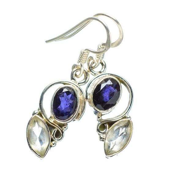 Sterling silver earrings - RAINBOW MOONSTONE & IOLITE - Dreams Collection