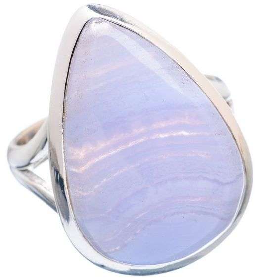Sterling silver ring - BLUE LACE AGATE - Dreams Collection (size 8.5 / Q half)