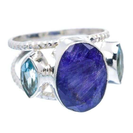 Sterling silver ring - SAPPHIRE and BLUE TOPAZ - Dreams Collection (size 7 / O)
