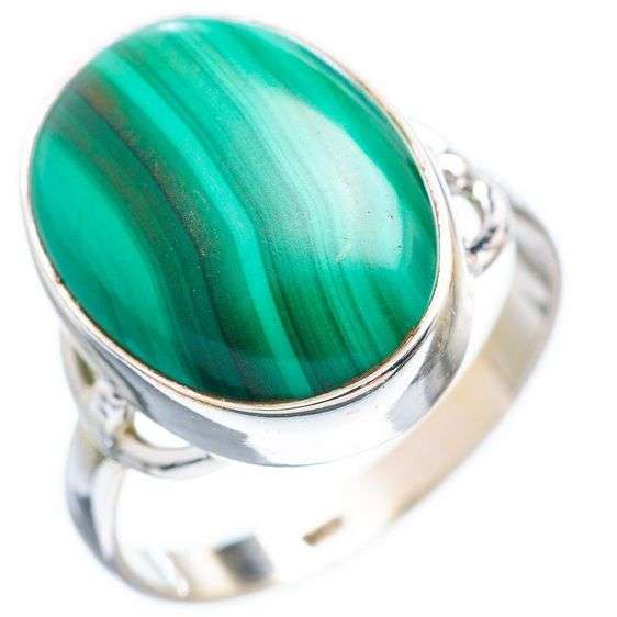 Sterling silver ring - MALACHITE - Dreams Collection (size 9.25 / R half to S half)