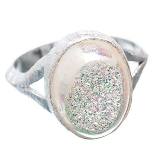 Sterling silver ring - TITANIUM DRUZY - Dreams Collection (size 9.75 / S half to T half)
