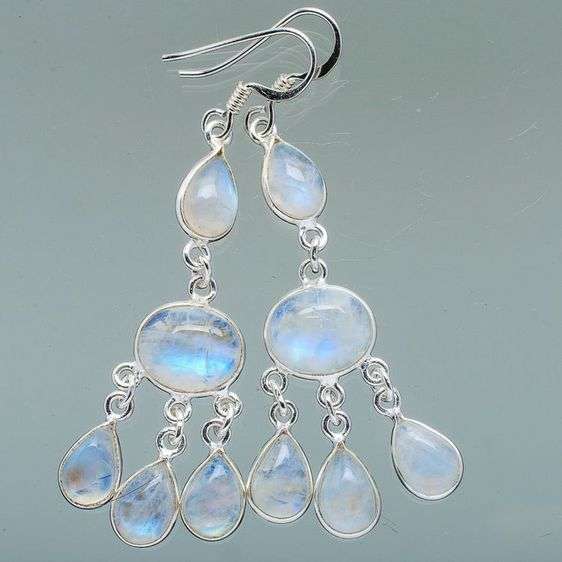 Sterling silver earrings - RAINBOW MOONSTONE - Dreams Collection