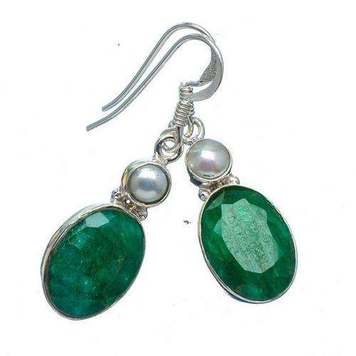 Sterling silver earrings - EMERALD & PEARL - Dreams Collection