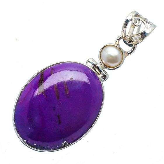 Sterling silver pendant - PURPLE TURQUOISE & PEARL - Dreams Collection
