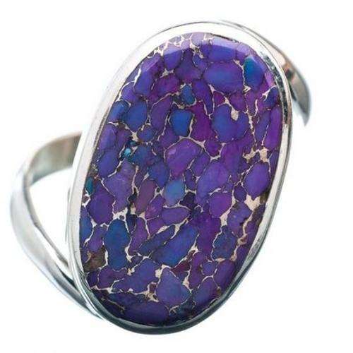 Sterling silver ring - PURPLE COPPER TURQUOISE - Dreams Collection (size 7.5 / P)