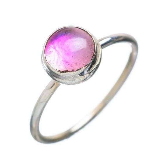 Sterling silver ring - PINK RAINBOW MOONSTONE - Dreams Collection (size 7.5 / P)