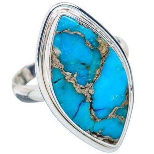 Sterling silver ring - BLUE COPPER TURQUOISE - Dreams Collection (size 10.5 / U half)