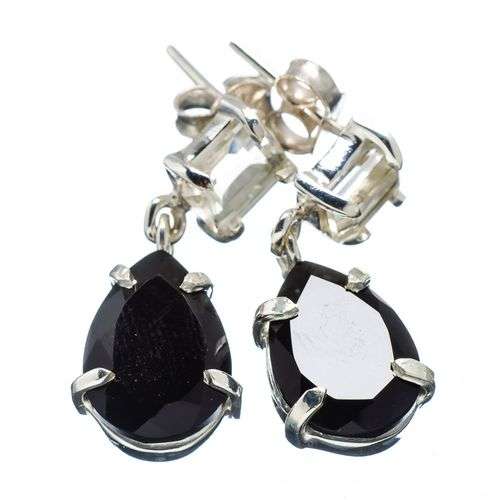 Sterling silver earrings - ONYX & QUARTZ - Dreams Collection
