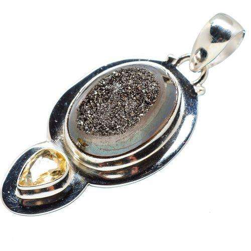 Sterling silver pendant - PYRITE DRUZY & CITRINE - Dreams Collection