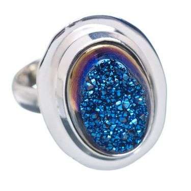 Sterling silver ring - TITANIUM DRUZY - Dreams Collection (size 6.25 / M to N)