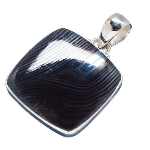 Sterling silver pendant - PSILOMELANE / BLACK HEMATITE and PEARL - Dreams Collection