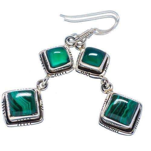 Sterling silver earrings - MALACHITE & GREEN ONYX - Dreams Collection