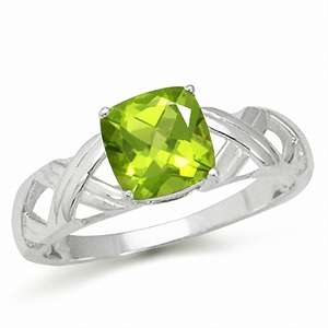 Sterling Silver ring - Natural PERIDOT (size 6 / M)