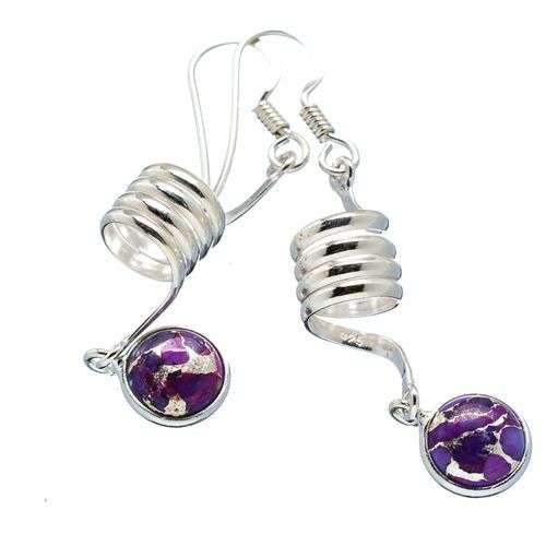 Sterling silver earrings - PURPLE COPPER TURQUOISE - Dreams Collection