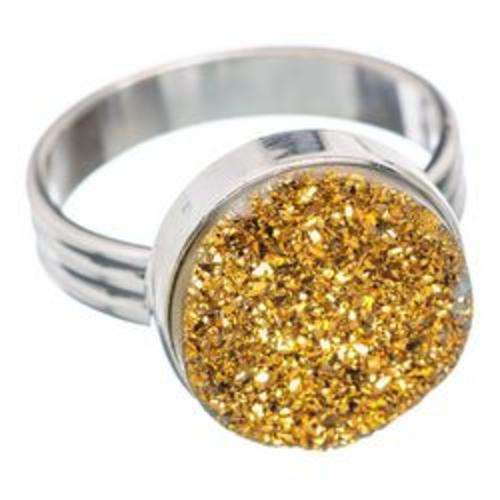 Sterling silver ring - GOLDEN DRUZY - Dreams Collection (size 9 / R half)