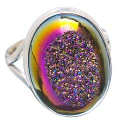 Sterling silver ring - TITANIUM DRUZY - Dreams Collection (size 8.75 / Q half to R half)