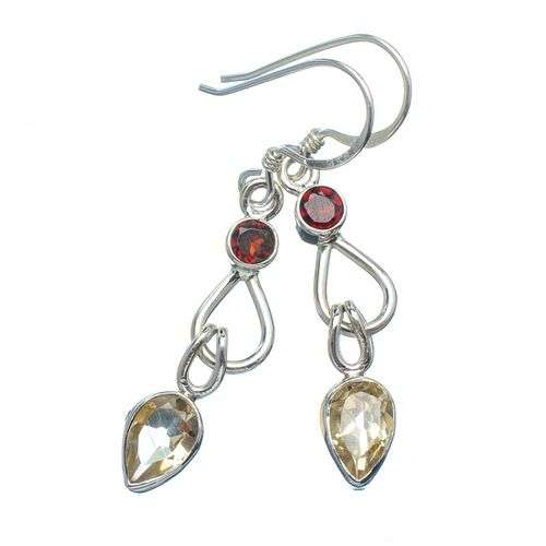 Sterling silver earrings - CITRINE & GARNET - Dreams Collection