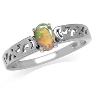 Sterling Silver ring - Natural ETHIOPIAN OPAL (size 6 / M)