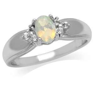 Sterling Silver ring - Natural ETHIOPIAN OPAL & TOPAZ (size 5 / J half)