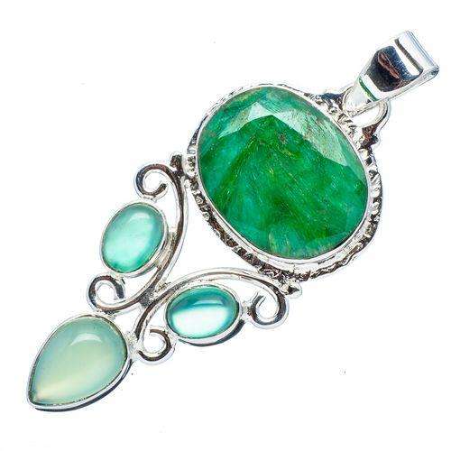 Sterling silver pendant - EMERALD & CHALCEDONY - Dreams Collection