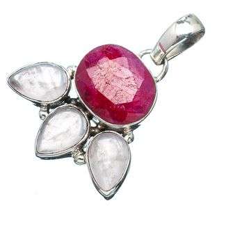 Sterling silver pendant - RUBY & ROSE QUARTZ - Dreams Collection