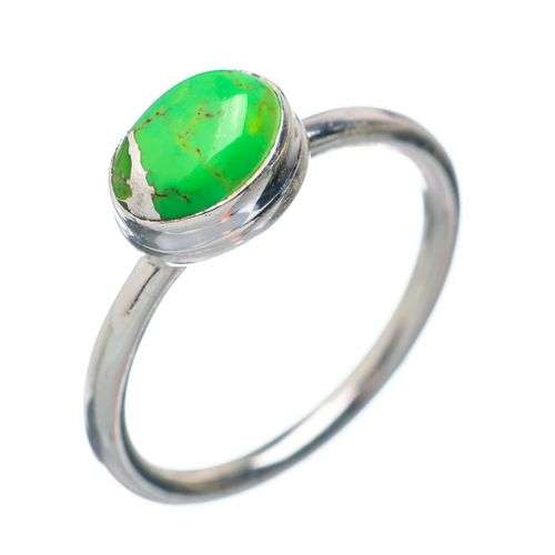Sterling silver ring - GREEN COPPER TURQUOISE - Dreams Collection (size 7.25 / O to P)