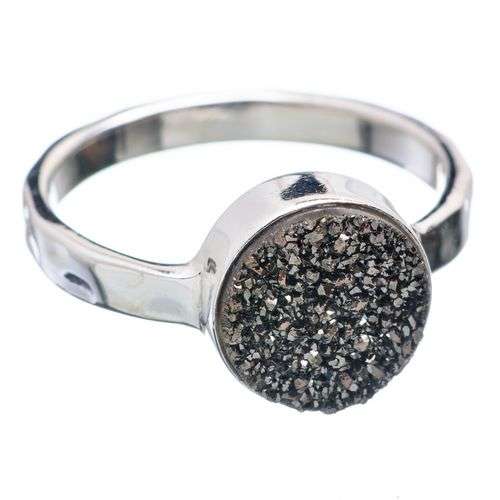 Sterling silver ring - PYRITE DRUZY - Dreams Collection (size 8.75 / Q half to R half)