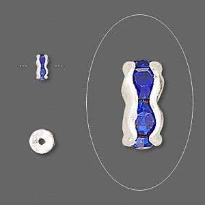 COBALT BLUE & Silver 6mm Roundel / rondelle spacer (rhinestone)