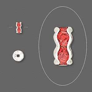RED & Silver 5mm Roundel / rondelle spacer (rhinestone)