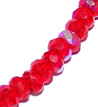 6mm x 4mm Red AB - FIRE POLISHED RONDELLES - sold per bead