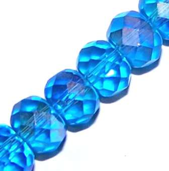 8mm x 6mm Turquoise AB - FIRE POLISHED RONDELLES - sold per bead