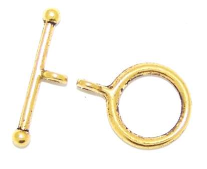Plain round TOGGLE clasp (brass) - sold per set