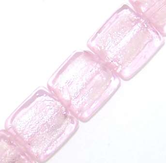 Silverfoil GLASS beads - square LIGHT PINK - sold individually