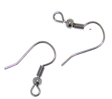 Black Nickel EARRING HOOKS - sold per pack of 5 pairs (10)