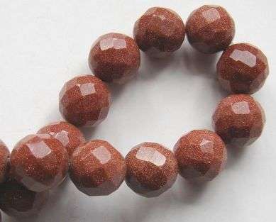 GOLDSTONE 14mm facetted round beads