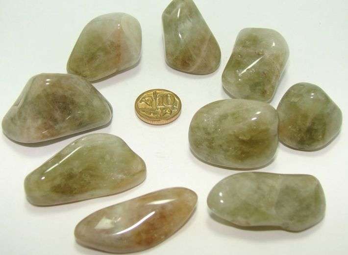 Natural PRASIOLITE (Green Amethyst) tumbles