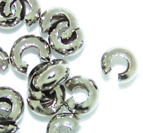 5mm x 3mm Nickel CRIMP COVER beads - sold per pack of 6