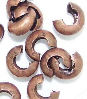 5mm x 3mm Copper Plated CRIMP COVER beads - sold per pack of 6