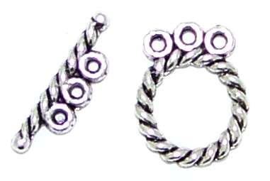 Fancy ROPE TOGGLE clasp (nickel) - sold per set