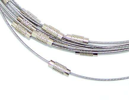 Tiger tail 45cm NECKWIRES with screw clasp - GREY NICKEL 150mm