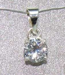 Sterling silver pendant - 6mm SIMULATED DIAMOND