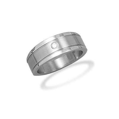 CZ & Stainless Steel ring (size 9 to 9.5)